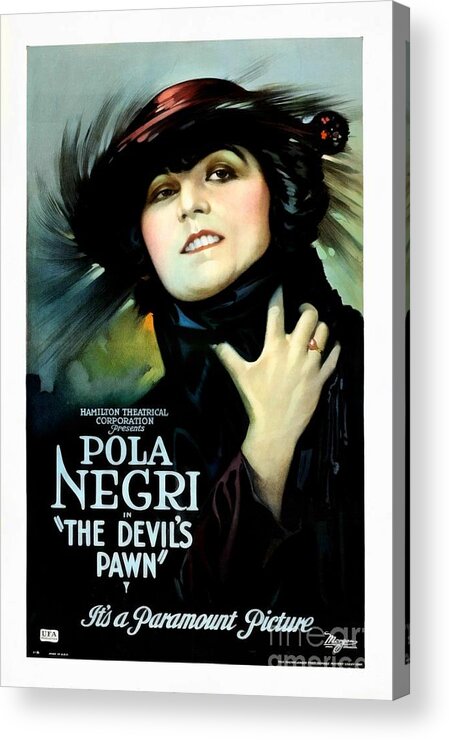 Cinema Acrylic Print featuring the painting The Devil's Pawn Pola Negri by Vincent Monozlay