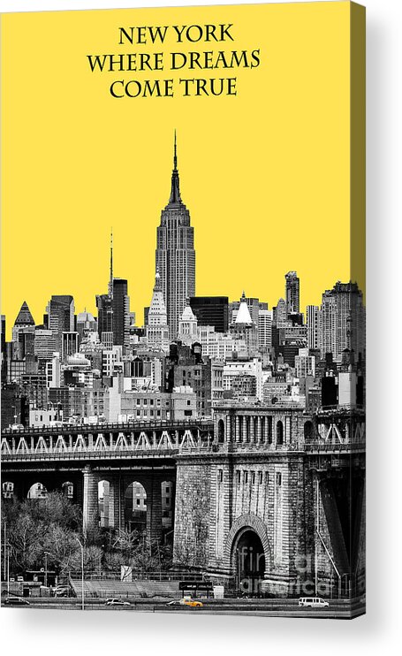 New York Canvas Acrylic Print featuring the photograph The Empire State Building pantone yellow by John Farnan