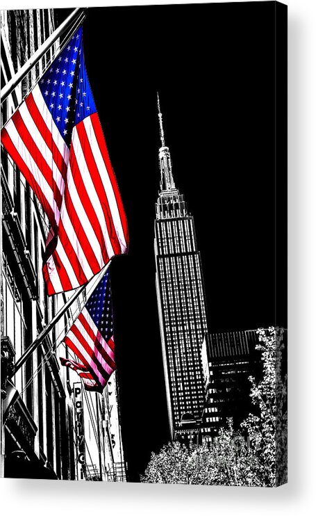 Empire State Building Acrylic Print featuring the photograph The Flag That Built An Empire by Az Jackson