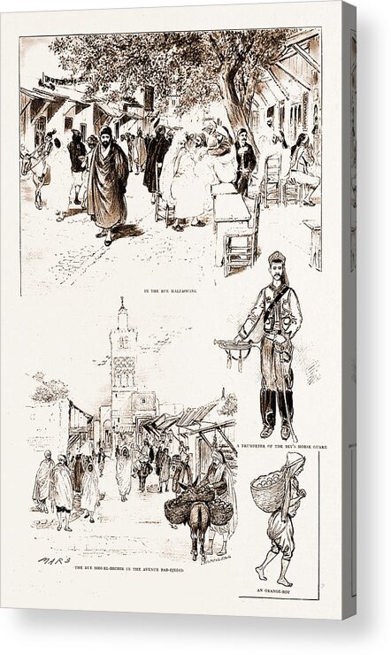 French Acrylic Print featuring the drawing The French Occupation Of Tunis Native Character Sketches by Litz Collection