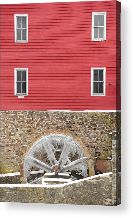 Mill Acrylic Print featuring the photograph The Frozen Wheel by Mark Rogers