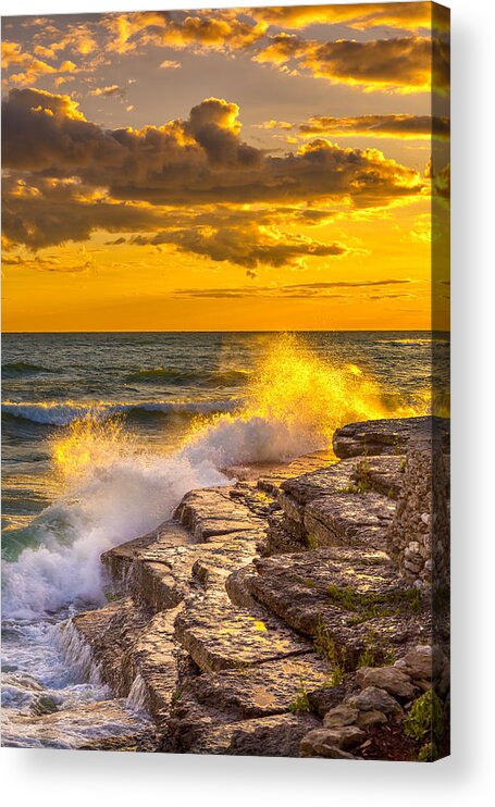 Sky Acrylic Print featuring the photograph The Golden Hour on Lake Ontario by Fred J Lord