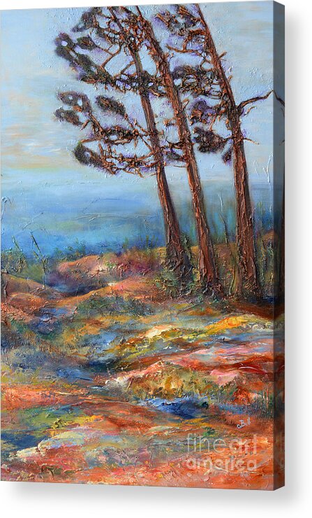 Pine Trees Acrylic Print featuring the painting The Guardians by Claire Bull