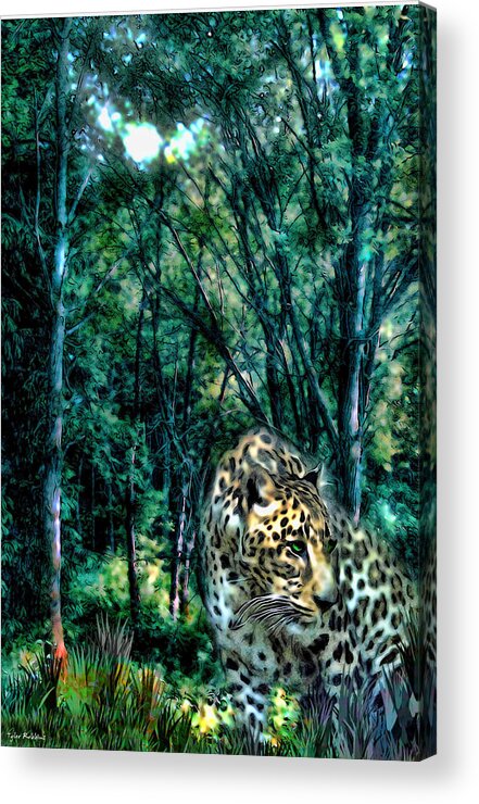 Leopard Acrylic Print featuring the painting The Leopard is Hungry by Tyler Robbins