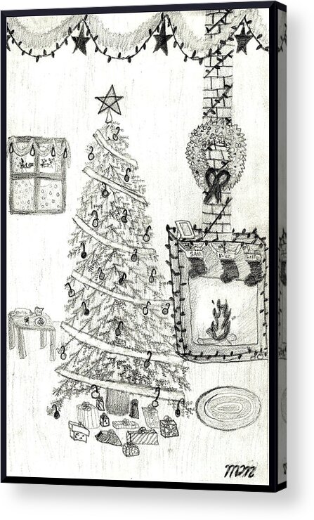 Pencil Drawing Acrylic Print featuring the drawing The Perfect Christmas by Marissa McAlister