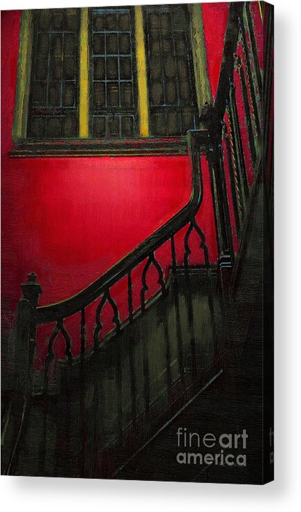 Architecture Acrylic Print featuring the painting The Red Staircase by RC DeWinter