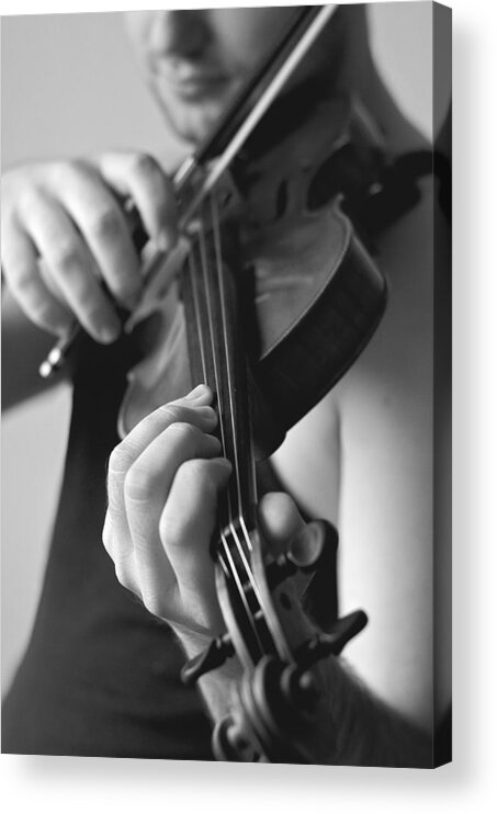 Violin Acrylic Print featuring the photograph The Violonist by Urte Berteskaite