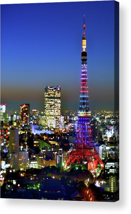Tokyo Tower Acrylic Print featuring the photograph Tokyo Tower 2020 At Twilight by Vladimir Zakharov