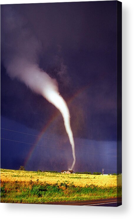 Tornado Acrylic Print featuring the photograph Tornado with Rainbow in Mulvane Kansas by Jason Politte