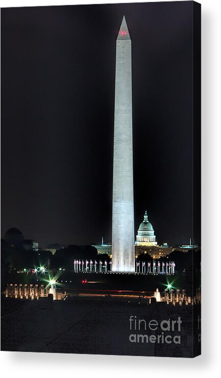 Washington Dc Acrylic Print featuring the photograph Towering Washington Monument by Izet Kapetanovic