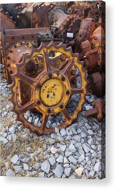 Tractor Parts Acrylic Print featuring the photograph Tractor Graveyard Kentucky by Suzanne Lorenz