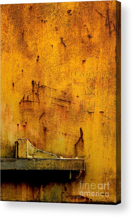 Train Acrylic Print featuring the photograph Train Door Stop In Yellow by Lawrence Costales
