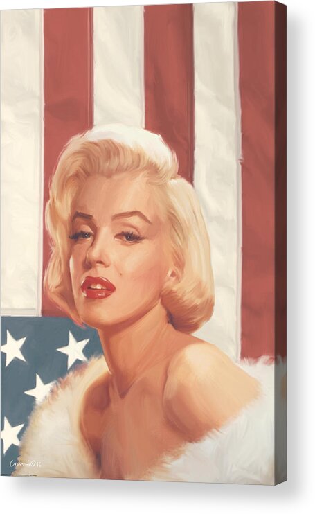 Marilyn Acrylic Print featuring the painting True Blue Marilyn In Flag by Chris Consani