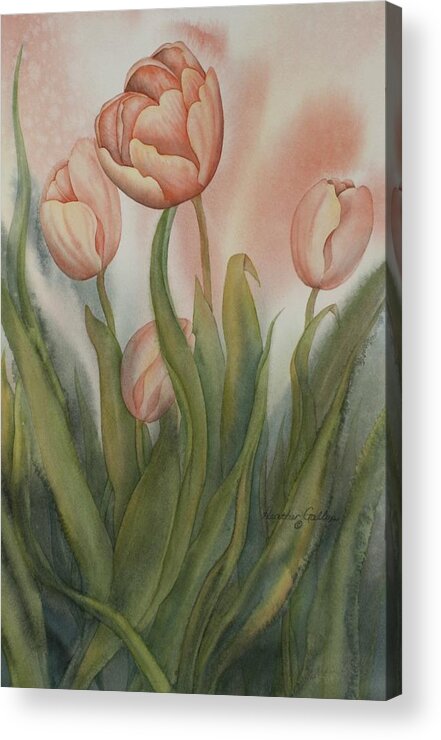 Tulips Acrylic Print featuring the painting Tulip Dance by Heather Gallup