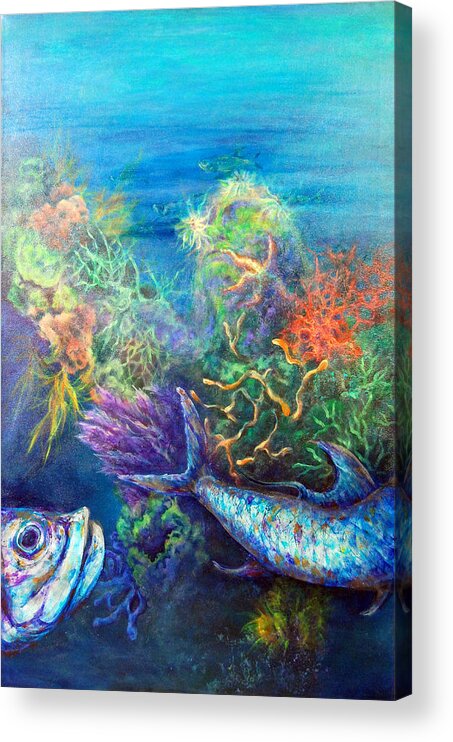 Florida Keys Acrylic Print featuring the painting Jesus Reef by Ashley Kujan
