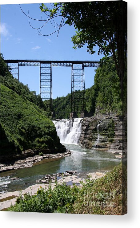 Upper Falls Of The Genesee River Acrylic Print featuring the photograph Upper Falls of the Genesee River by Christiane Schulze Art And Photography