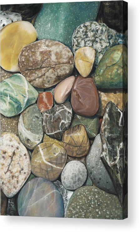 Birdseye Art Studio Acrylic Print featuring the painting Vashon Island Beach Rocks by Nick Payne