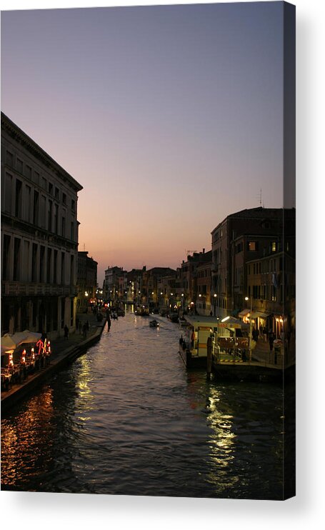 Canal Acrylic Print featuring the photograph Venice Canal at Dusk by Belinda Greb