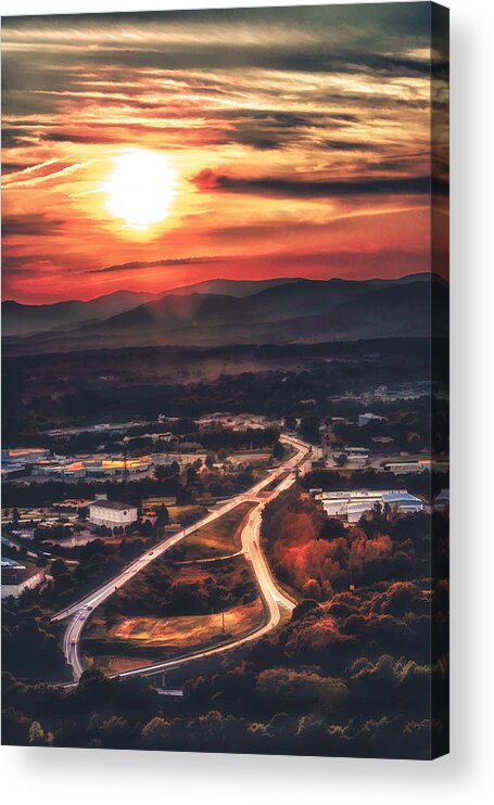 Sunset Acrylic Print featuring the photograph View of Lynchburg by Joshua Minso