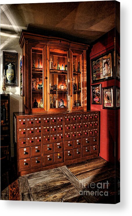 Apothecary Acrylic Print featuring the photograph Vintage Apothecary Case by Olivier Le Queinec