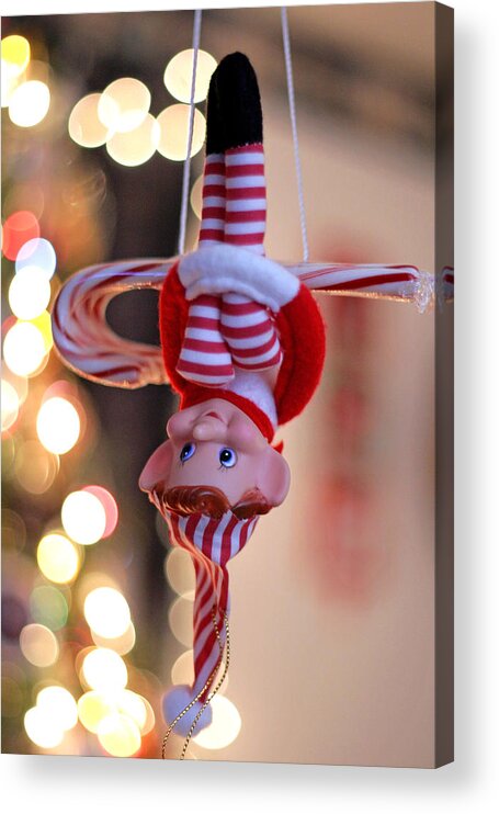 Vintage Christmas Elf Acrylic Print featuring the photograph Vintage Christmas Elf Trapeze by Barbara West