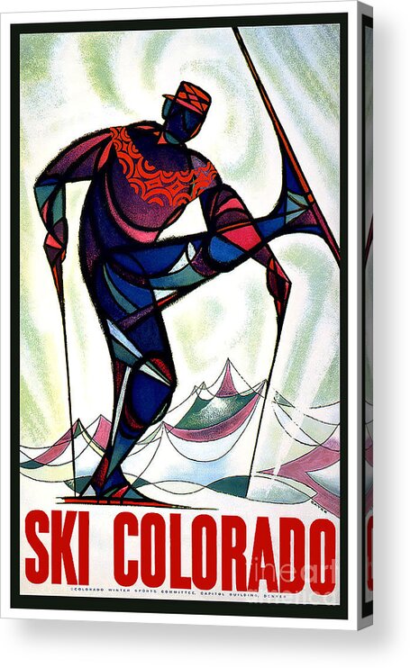 Vintage Ski Colorado Travel Poster Acrylic Print featuring the photograph Vintage Ski Colorado Travel Poster by Jon Neidert