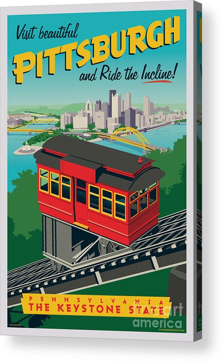 Pittsburgh Acrylic Print featuring the digital art Pittsburgh Poster - Incline by Jim Zahniser