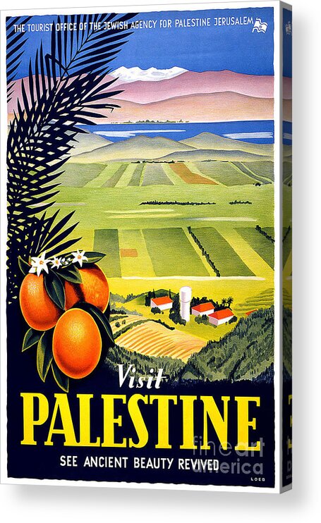 Vintage Acrylic Print featuring the photograph Vintage Visit Palestine by Action