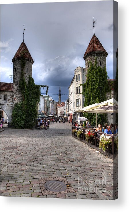 Estonia Acrylic Print featuring the photograph Viru Gate Tallinn Estonia by Andy Myatt