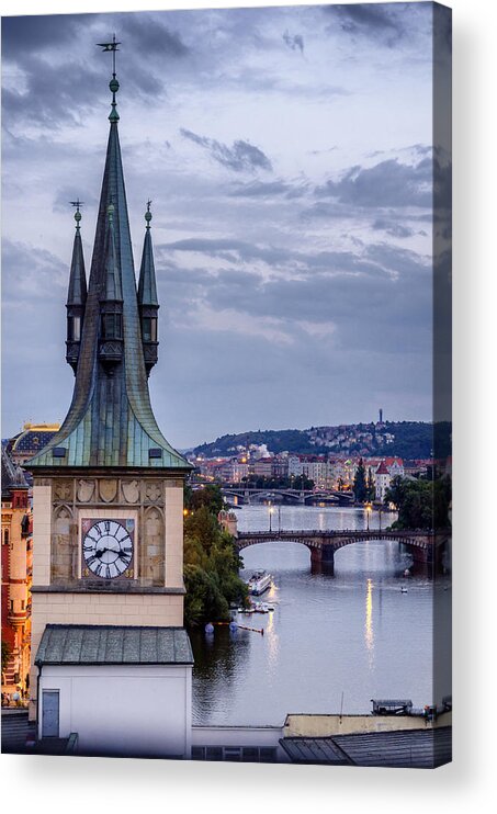 Sun Acrylic Print featuring the photograph Vltava river in Prague by Pablo Lopez