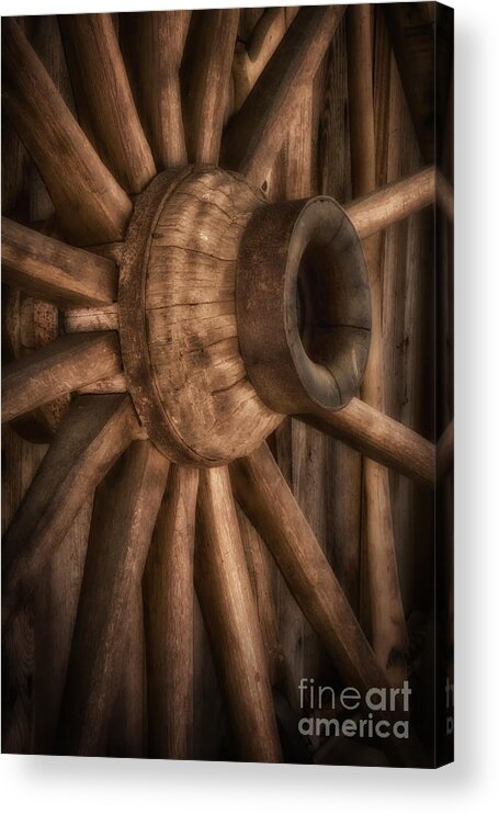 Wagon Wheel Acrylic Print featuring the photograph Wagon Wheel by Carrie Cranwill