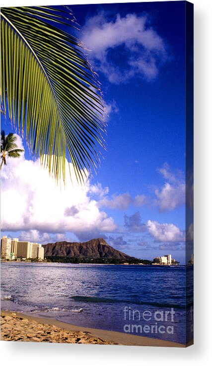 Hawaii Acrylic Print featuring the photograph Waikiki Beach Diamond Head by Thomas R Fletcher
