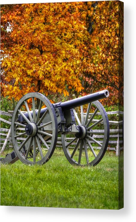 Civil War Acrylic Print featuring the photograph War Thunder - Hardaway Alabama Artillery - 3-Inch Whitworth Gun 2A Oak Hill Autumn Gettysburg by Michael Mazaika