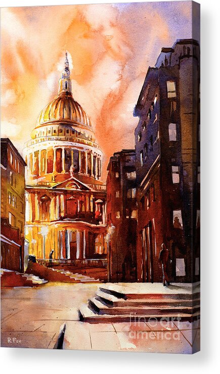 St Paul's Cathedral  Ladies Walking Rain drop Picture Print ON CANVAS  Wall Art 