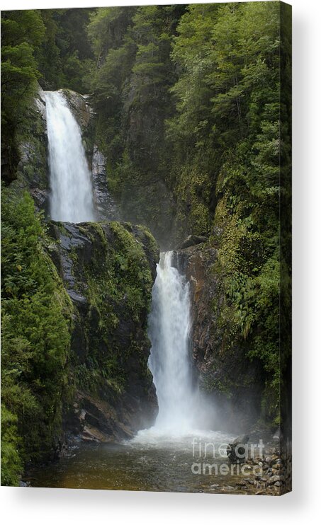Cascada De Virgin Acrylic Print featuring the photograph Waterfall, Chile by John Shaw