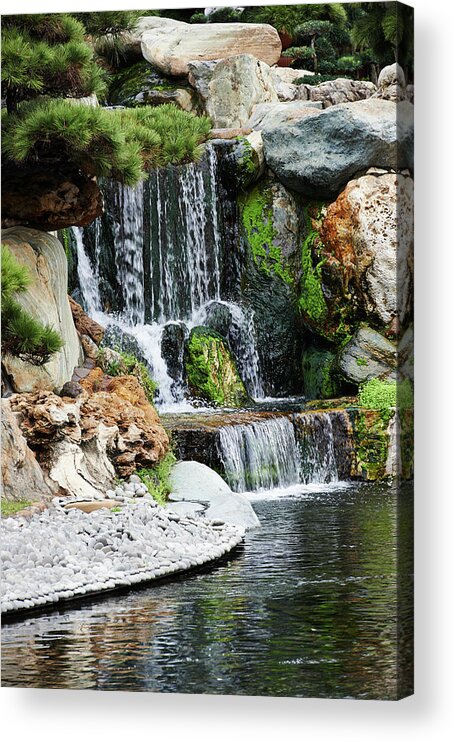 Nan Lian Garden Acrylic Print featuring the photograph Waterfall by Tanukiphoto