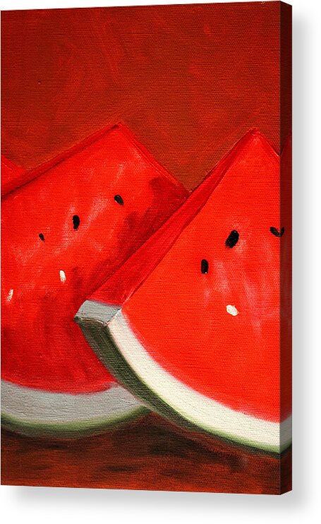 Watermelon Acrylic Print featuring the painting Watermelon by Nancy Merkle