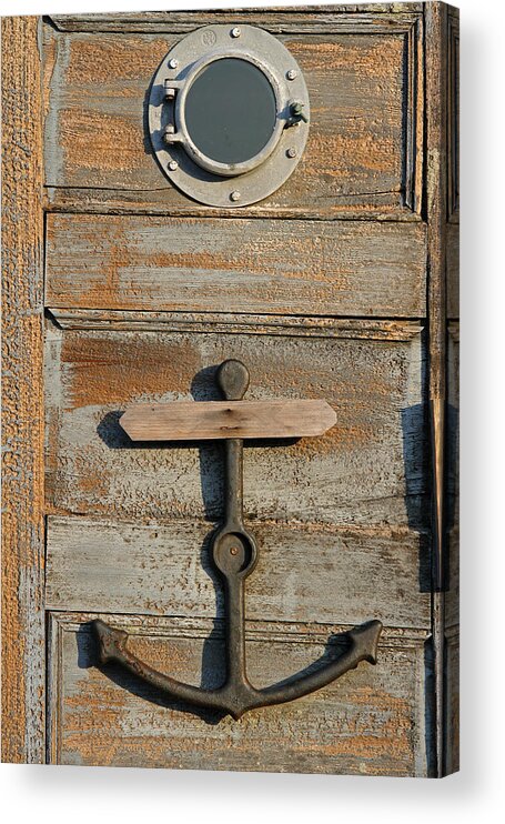 Anker Acrylic Print featuring the photograph Weathered Door with Anker by Juergen Roth