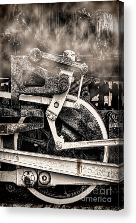 Locomotive Acrylic Print featuring the photograph Wheel and Steam by Olivier Le Queinec