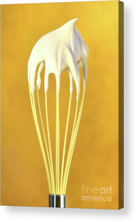 Kitchen Acrylic Print featuring the photograph Whisk with whip cream on top by Sandra Cunningham
