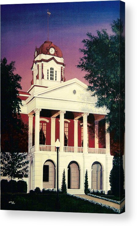 White County Acrylic Print featuring the painting White County Courthouse by Glenn Pollard