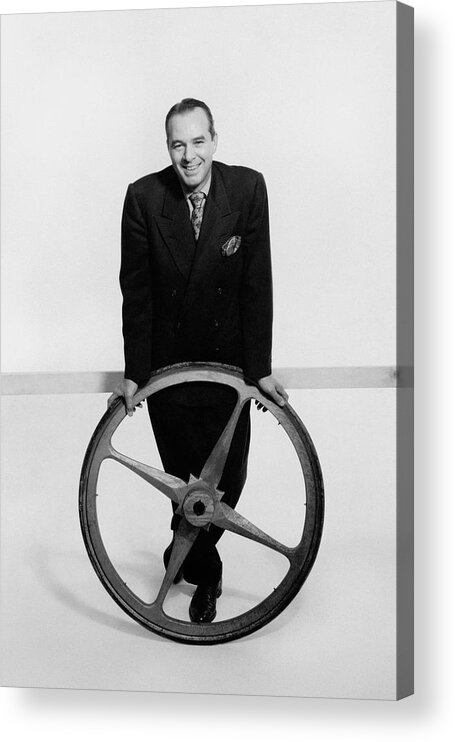 Designer Acrylic Print featuring the photograph William Pahlmann Holding A Wheel by Herbert Matter