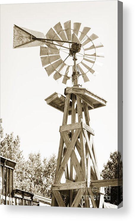 Windmill Acrylic Print featuring the photograph Windmill Antique in Sepia black and White 3005.01 by M K Miller