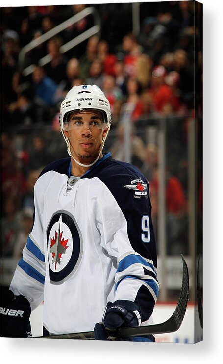 National Hockey League Acrylic Print featuring the photograph Winnipeg Jets V New Jersey Devils by Bruce Bennett