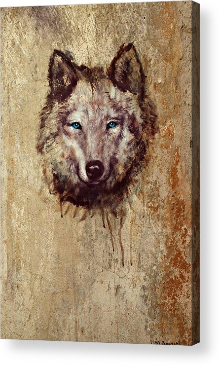 Wolf Acrylic Print featuring the painting Wolf by Alma Yamazaki