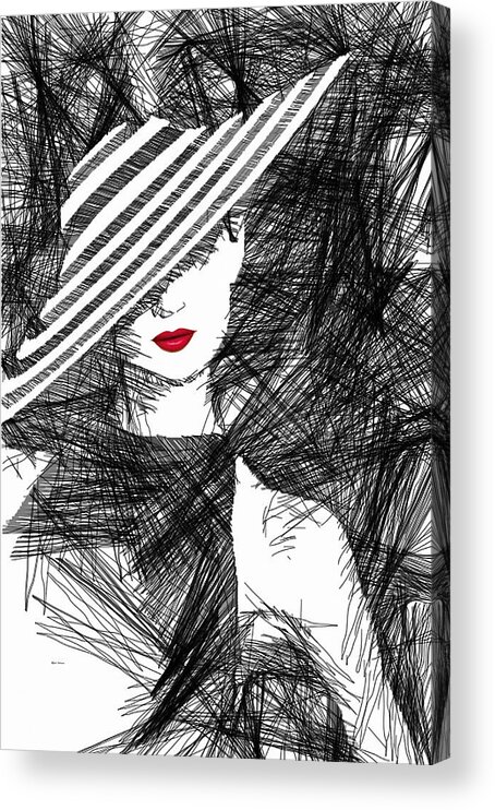 Woman Acrylic Print featuring the digital art Woman with a Hat by Rafael Salazar