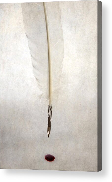 Feather Acrylic Print featuring the photograph Writing With Blood by Joana Kruse