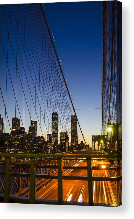 Wtc1 Acrylic Print featuring the photograph WTC1 from Brooklyn Bridge by GeeLeesa Productions