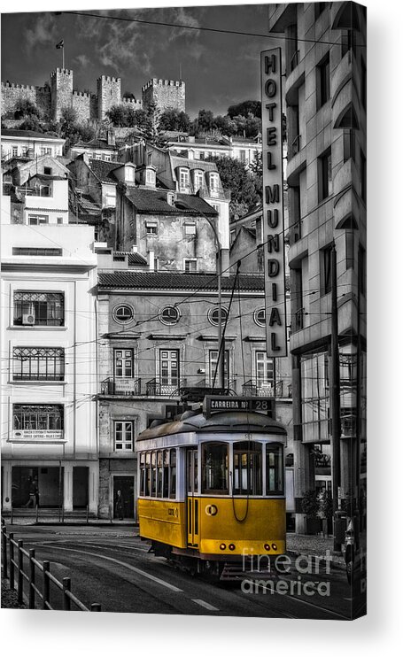 Portugal Acrylic Print featuring the photograph Yellow Lisbon Trolley by Timothy Hacker