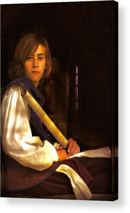 Young Acrylic Print featuring the photograph Young Lad in Window by John Rivera
